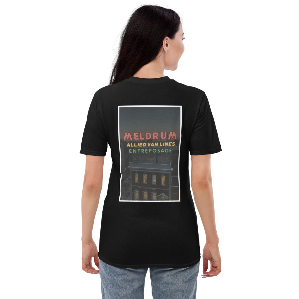 Meldrum The Mover Night Time Neon Sign on Building Vintage Graphic Unisex T-Shirt