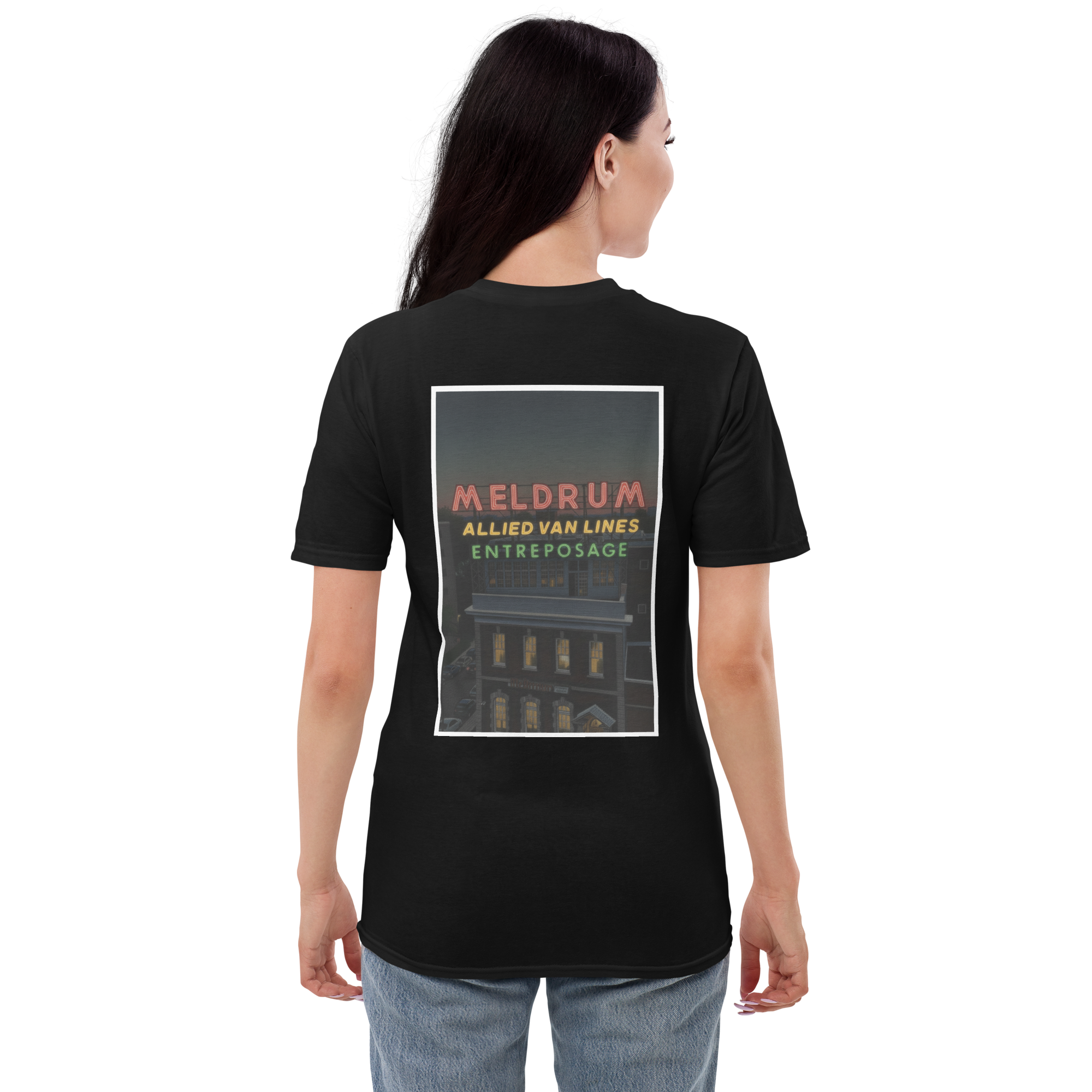 Meldrum The Mover Night Time Neon Sign on Building Vintage Graphic Unisex T-Shirt