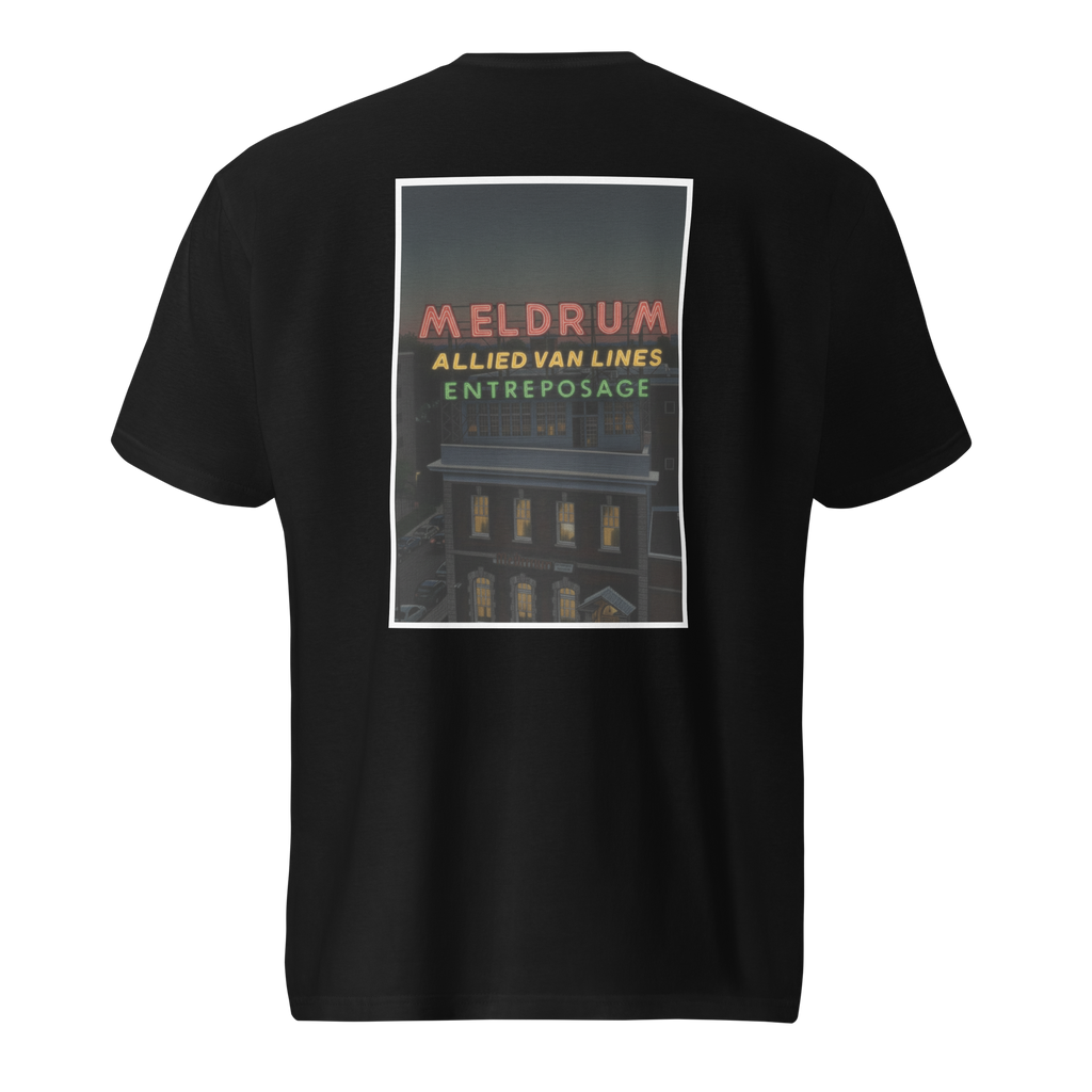 Meldrum The Mover Night Time Neon Sign on Building Vintage Graphic Unisex T-Shirt